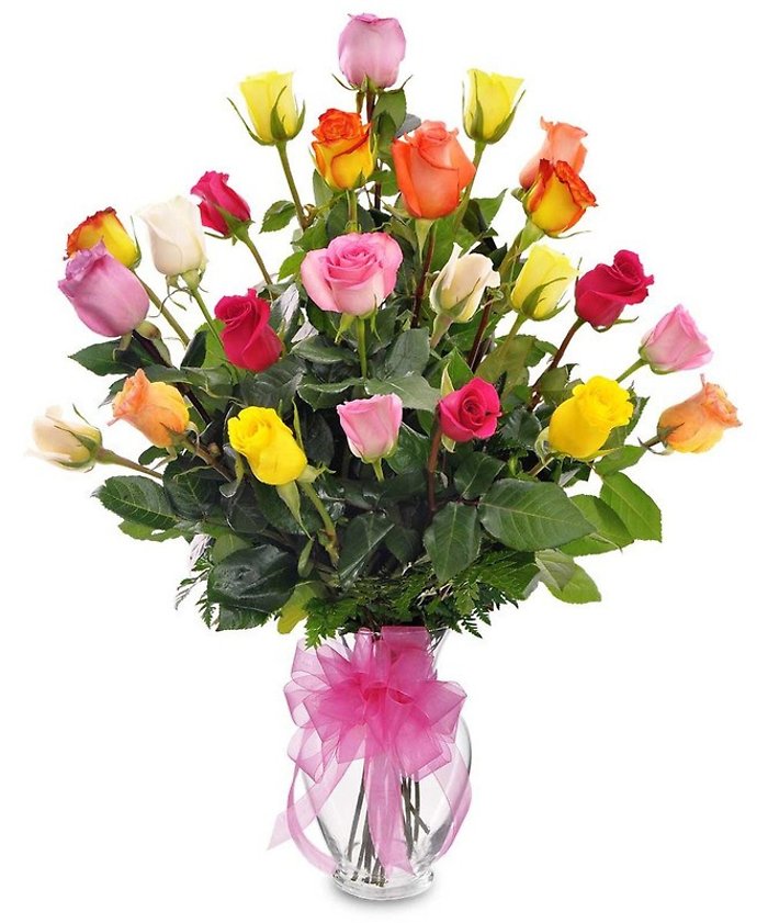 SPECIAL 2 Dozen Roses in Vase Designer Choice of Colors