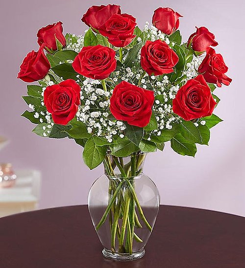 Dozen Red Rose Vase